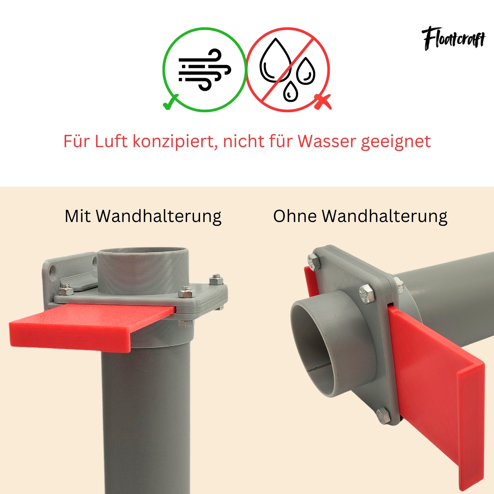 Absperrschieber DN50 wie er mit und ohne Wandhalterung aussieht.